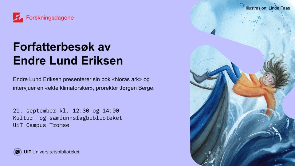 plakat med info på og en tegning av en jente i en båt
