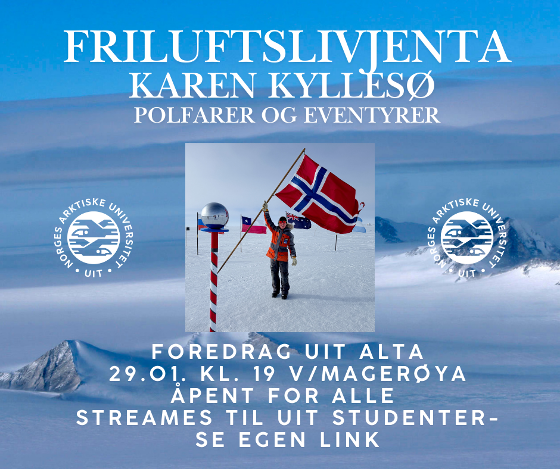 Illustrasjonsbilde for Foredrag med friluftsjenta Karen Kyllesø - streames og fysisk på campus