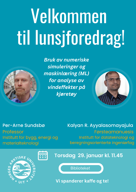 Illustrasjonsbilde for Lunsjforedrag: Hvordan vind påvirker kjøretøy - numeriske simuleringer og maskinlæring (ML)