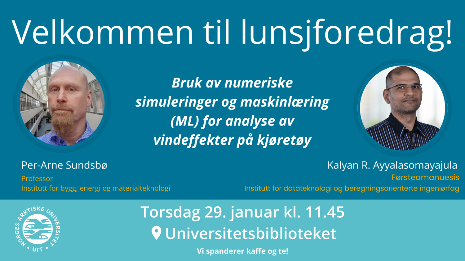 Illustrasjons-/bannerbilde for Lunsjforedrag: Hvordan vind påvirker kjøretøy - numeriske simuleringer og maskinlæring (ML)