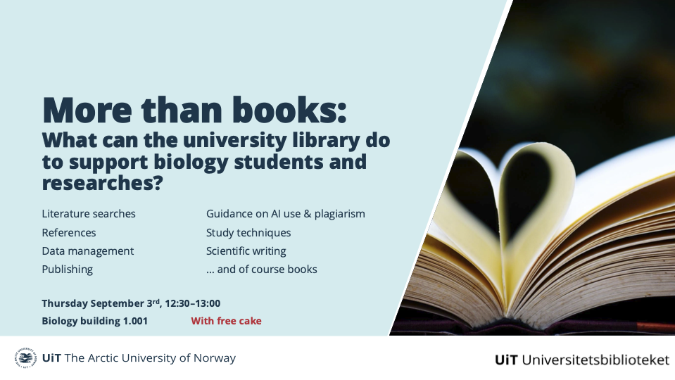 Illustrasjons-/bannerbilde for More than books: What can the university library do to support biology students and researchers?